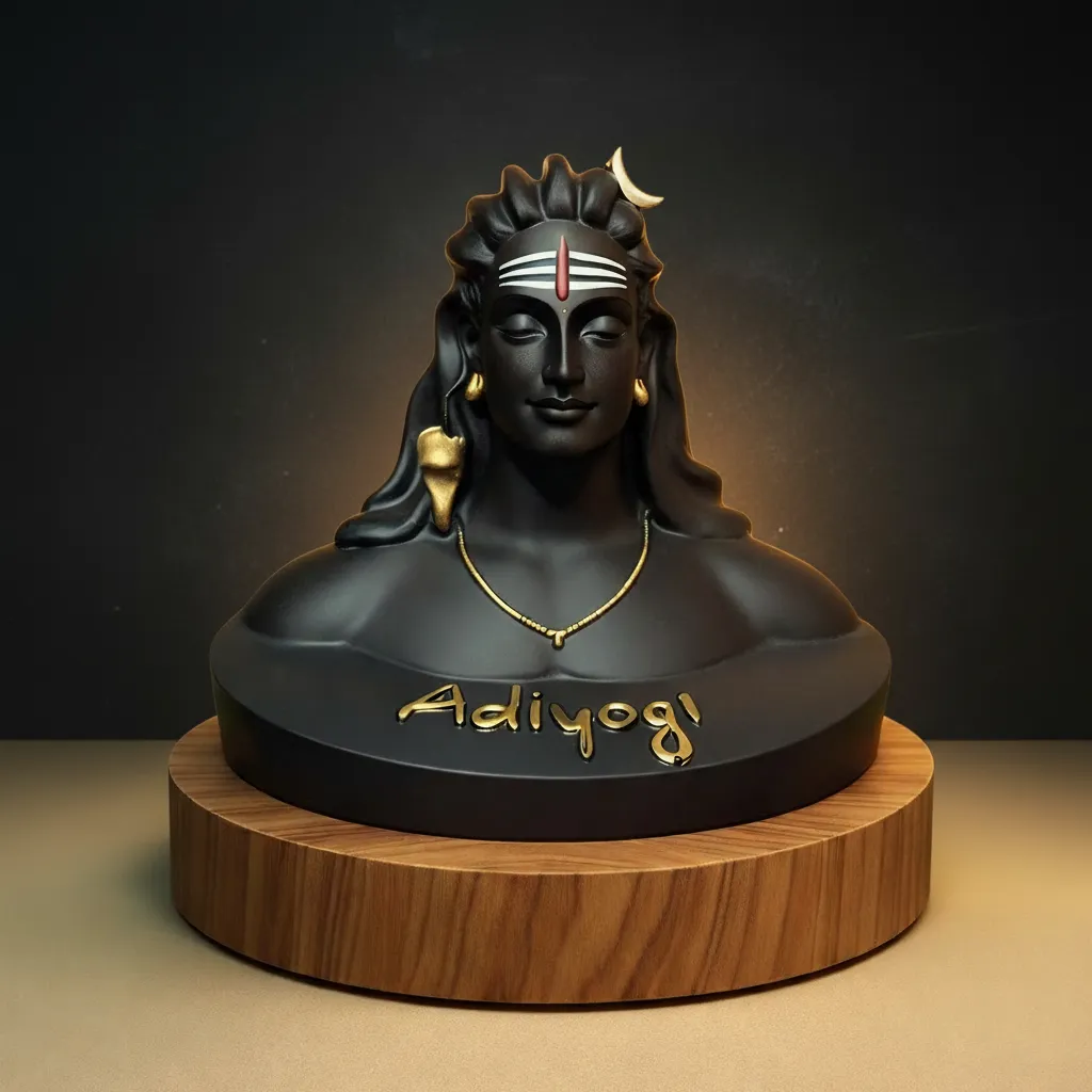 Adiyogi Shiv Idol 5.5” Black – Resin Marble Dust Statue for Pooja & Home Decor | Swastik Creation